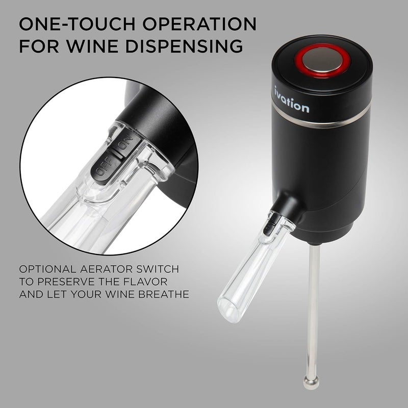 Ivation Electric Wine Aerator and Dispenser | Rechargeable Automatic Wine Pourer with Touch Button Control, Precision Spout, On/Off Aeration, Extension Tube and Micro USB Cable | Just Press to Pour! - Image 4